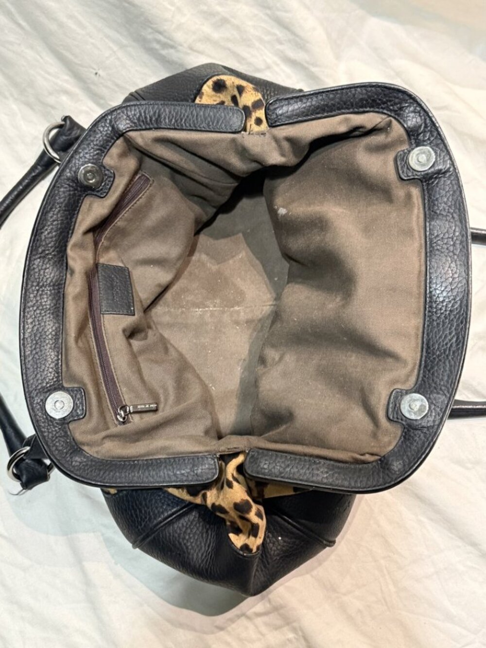Dolce Gabbana Animalier Leopard Satchel Black Calfskin Trim - Picture 4 of 10